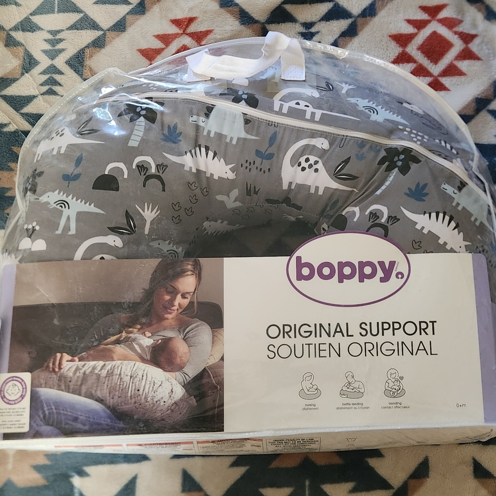 Boppy Original Support Pillow - Gray with Dinosaur Design